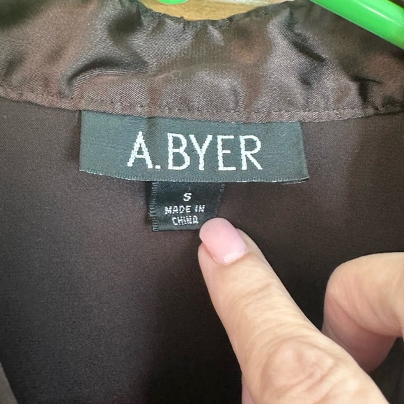 A Byer Vintage Brown Silky Fitted Blouse Size XS/S Whimsigoth Preppy Fairy Y2K - Picture 3 of 11